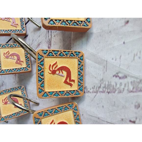 Vintage South West Kokopelli 1.5” Square Shower Hooks. Set Of 12 Arizona Western - Picture 2 of 8